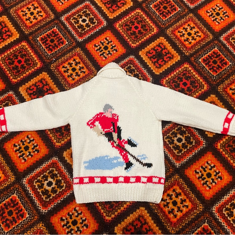 Mary maxim hockey player sweater.